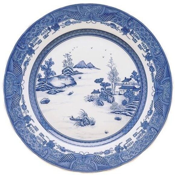 Mottahedeh Blue Canton Dagger Mountain Porcelain Dinner Plate |11.25" | Set of 4 - Picture 1 of 6
